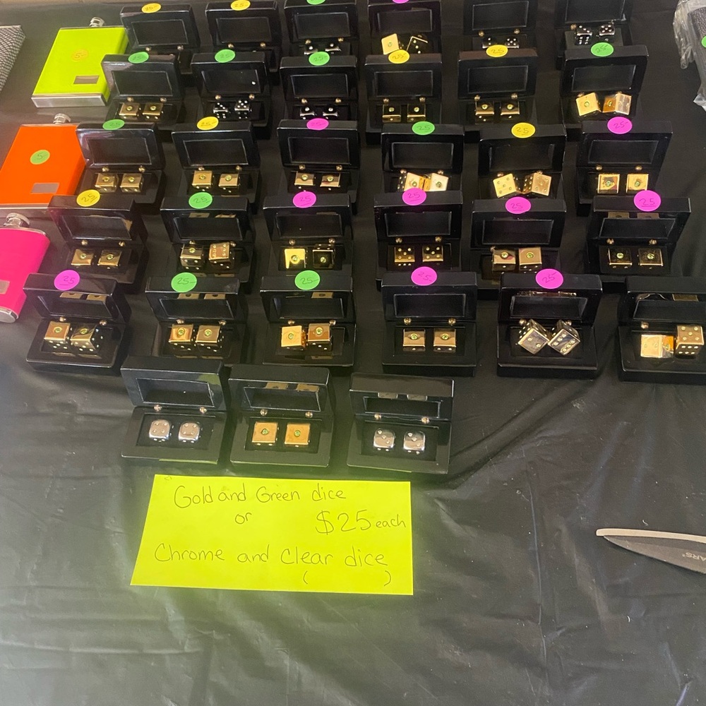 Gold and Green Dice Set